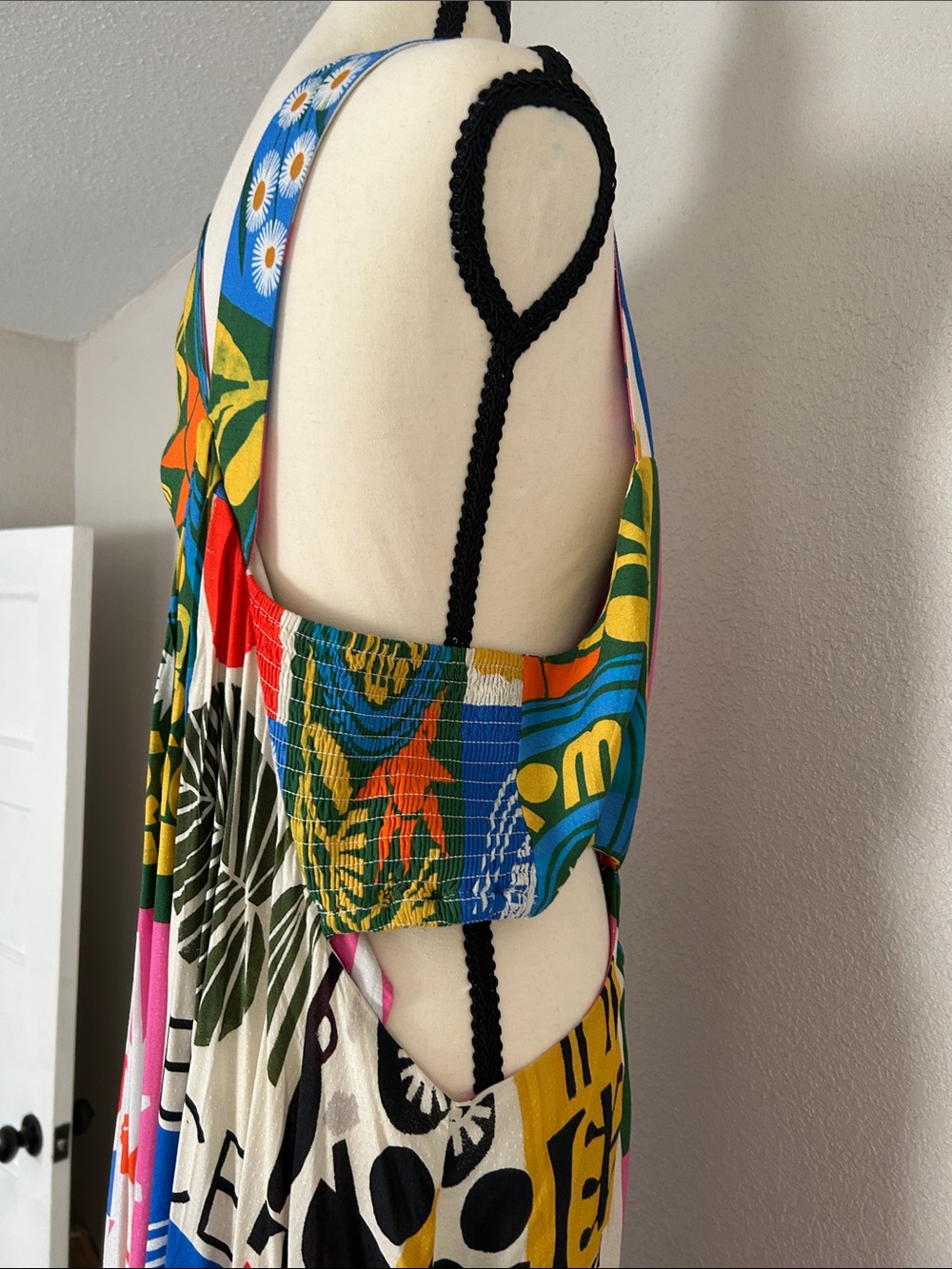 Anthropologie Bold Multicolor Graphic Maxi Dress with Pink and Blue Accents - Picture 5 of 9